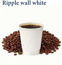 كوب ورقي أبيض جدار مموج ⁦8 - 12 oz⁩